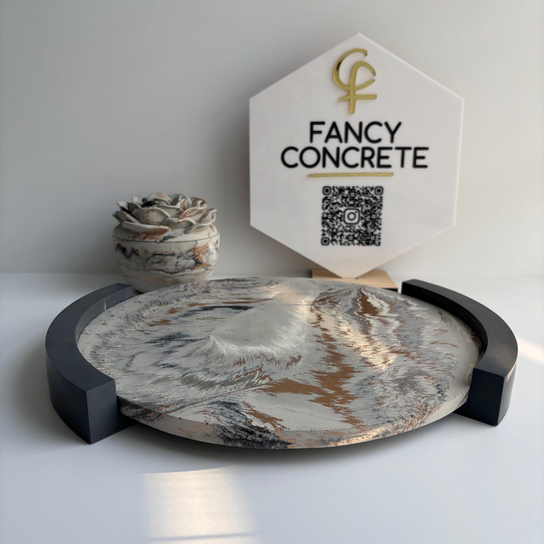 Concrete Display Riser PLINTH - Handmade Concrete Riser Tray – Reversible Pedestal Display ...