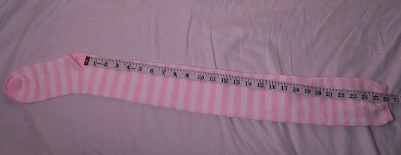 Extra Long Thigh High Socks Pastel pink and white image 6