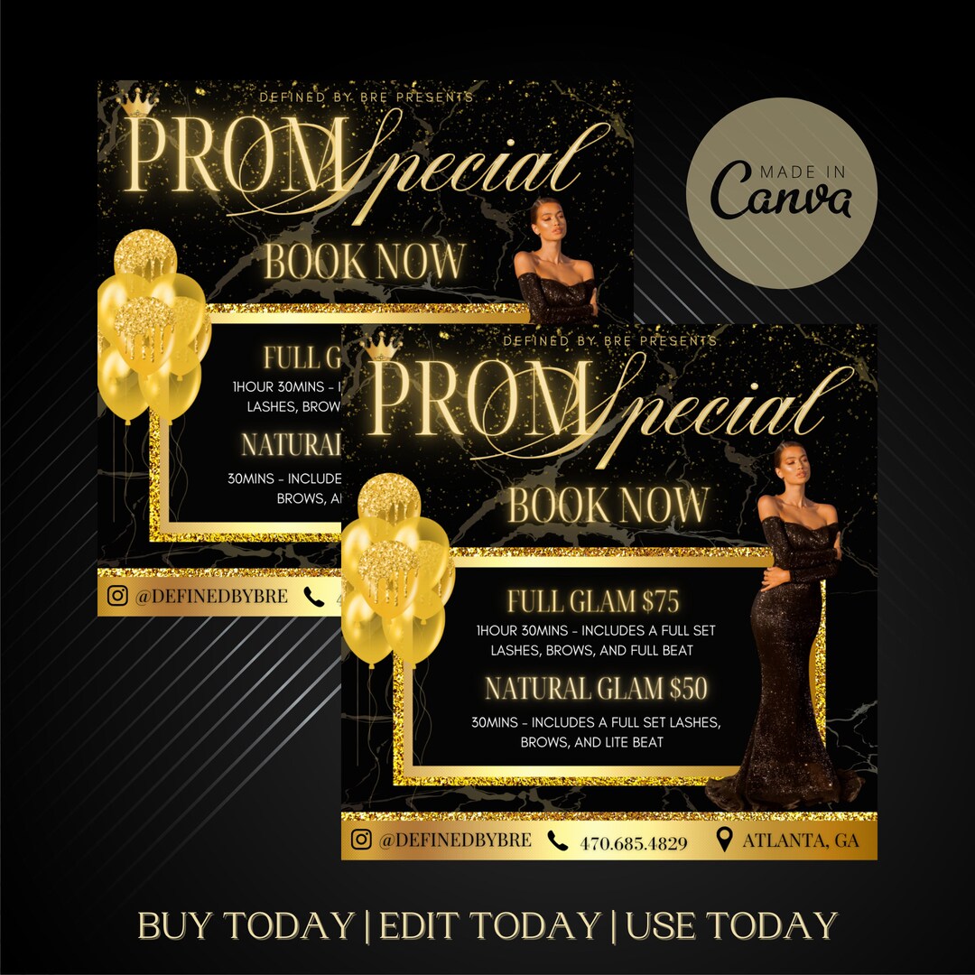 Prom Flyer, PROM Social Media Flyer, Lash Flyer, Sale Flyer, Hair Flyer ...