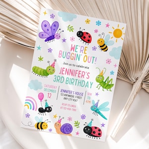 Bug Birthday Invitation, Editable Canva Template, Any Age Birthday Invite, Digital Download