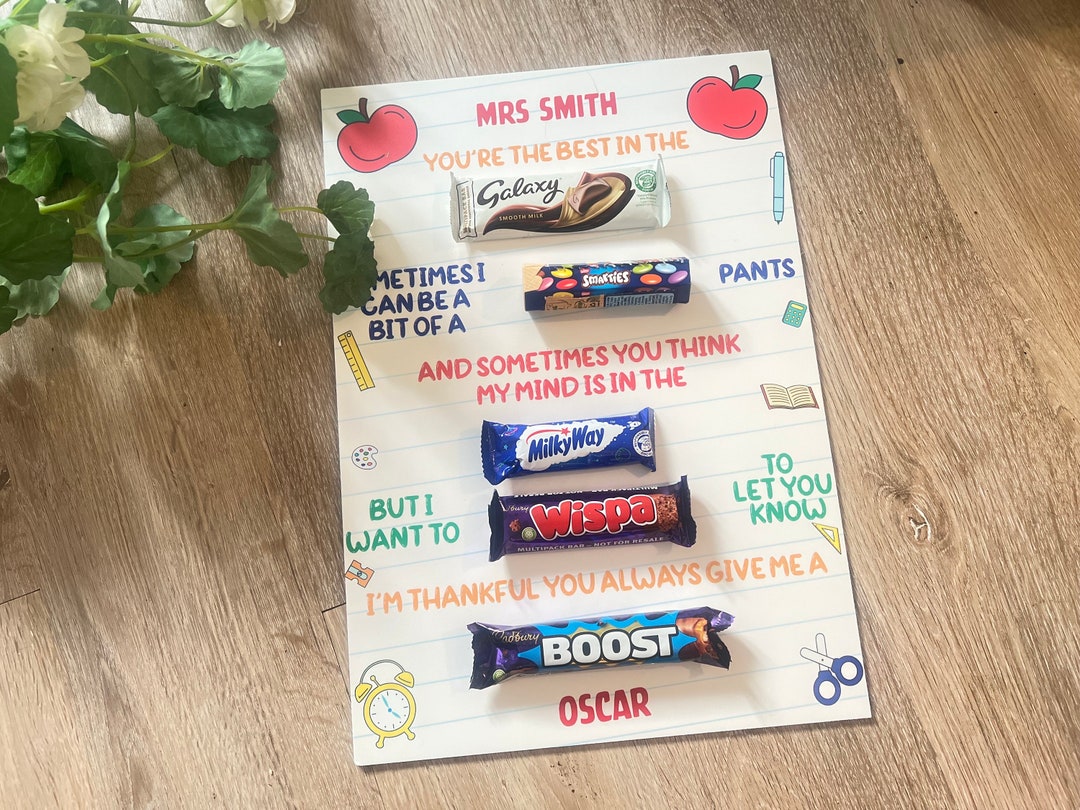 Personalised Teacher Chocolate Message Board Personalised Etsy