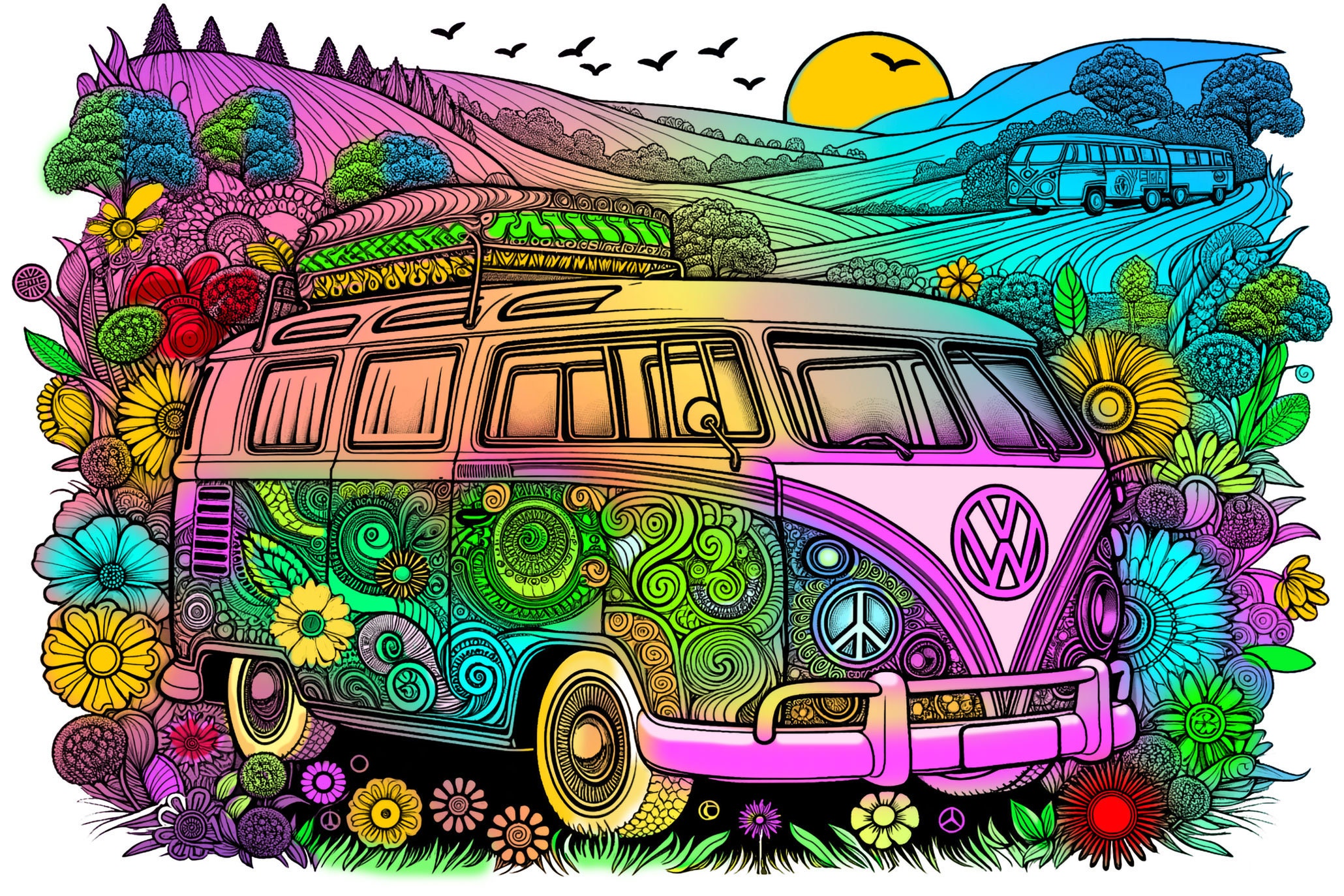 Creative Exploration Coloring Giant Posters. Retro Waves and