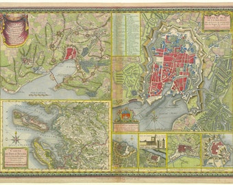 33x24in Poster Map of the city of La Rochelle and surroundings during the Siege