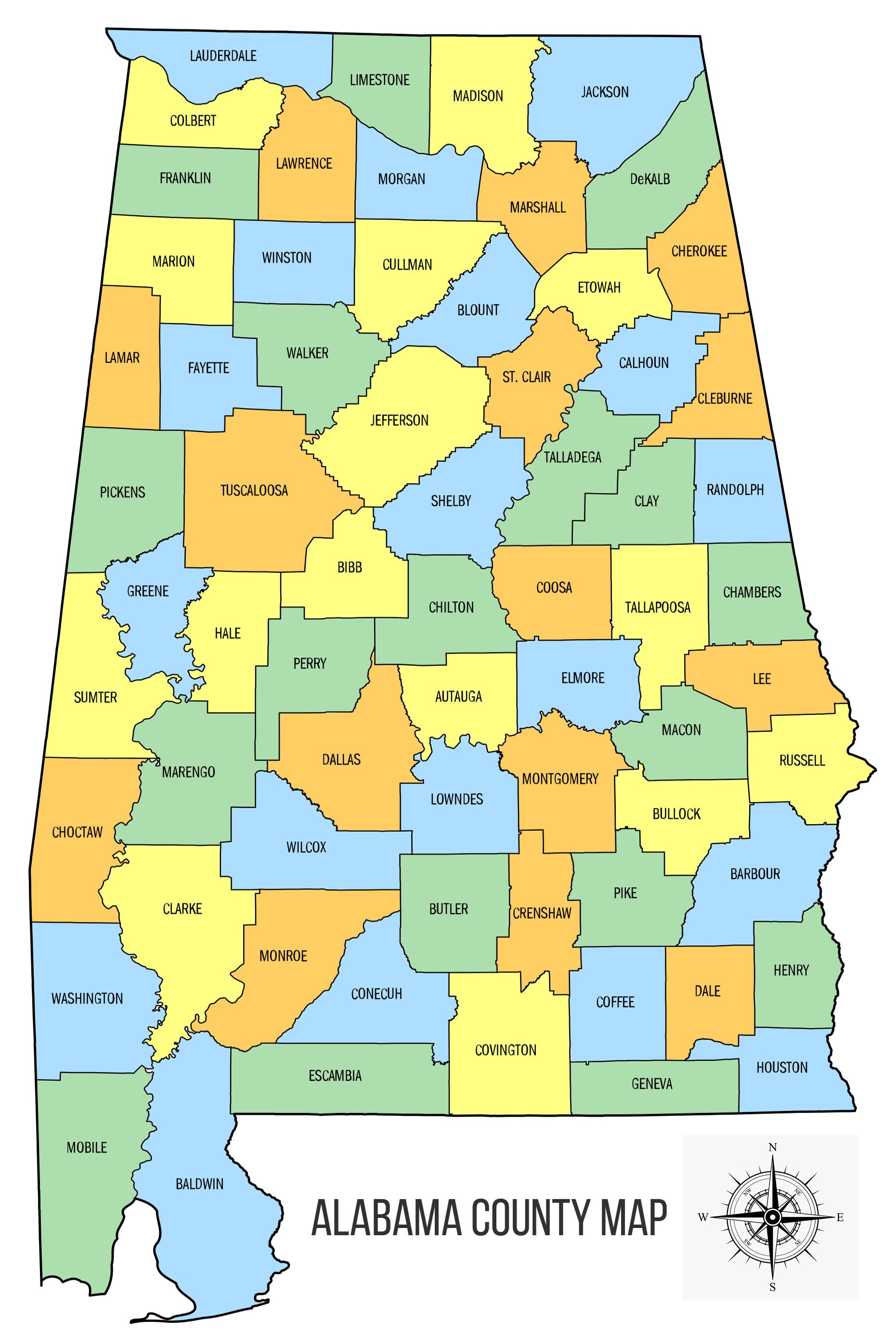 24x36in Poster Alabama County Map Etsy Il Fullxfull.4206504985 Ddfc