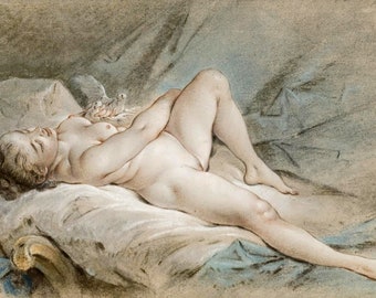 24x16in Poster François Boucher - Venus playing with two doves