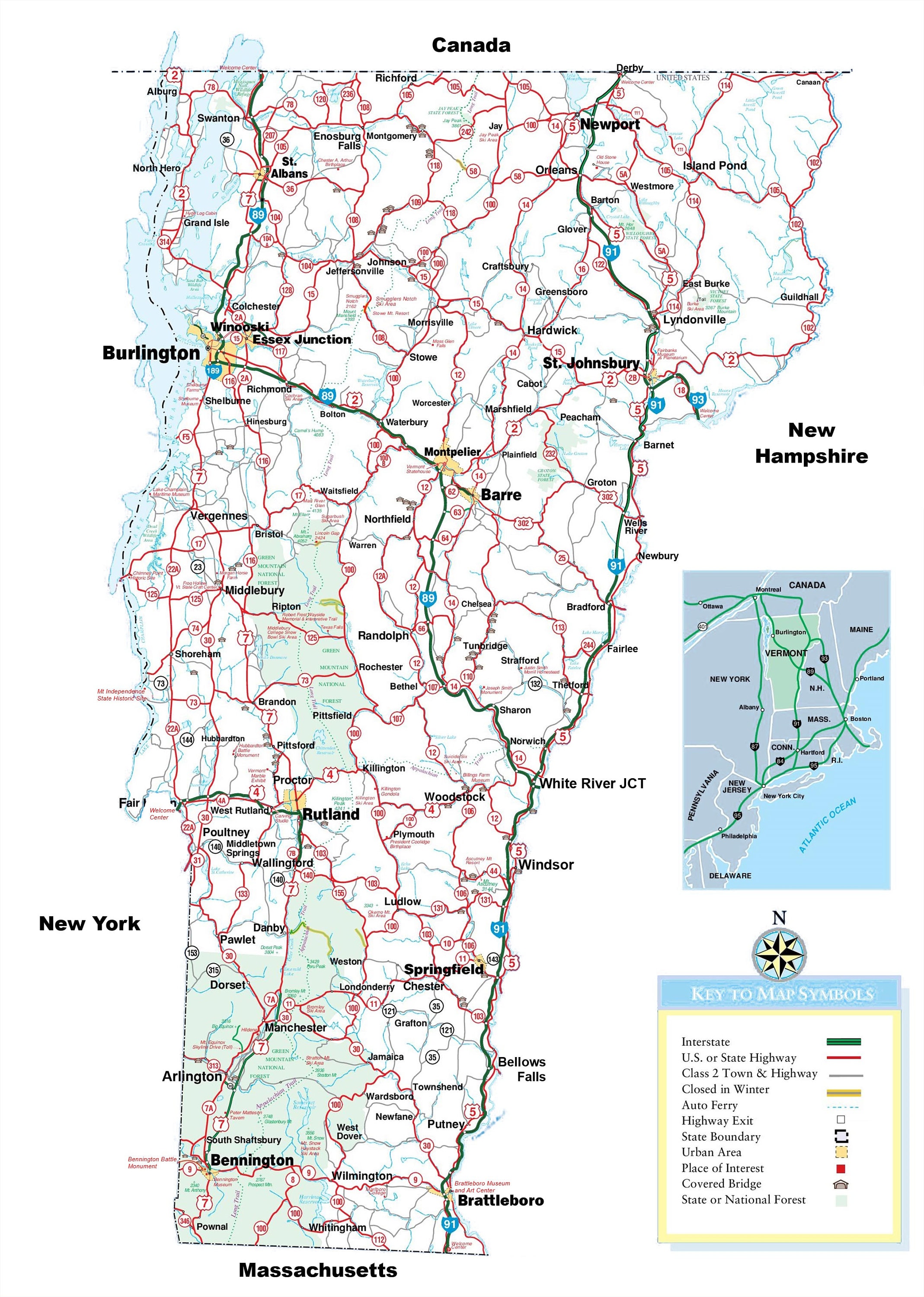24x33in Poster Large Detailed Tourist Map Of Vermont With Cities And Il Fullxfull.3801652090 Lggy 