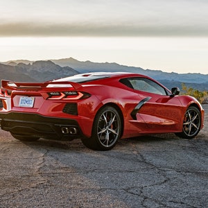 36x24in Poster 2020 Chevrolet Corvette Stingray Side Rear View Red