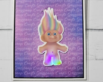 90s Nostalgia Troll Holographic Sticker