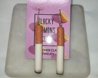 Handmade Cigarette Dangle Earrings