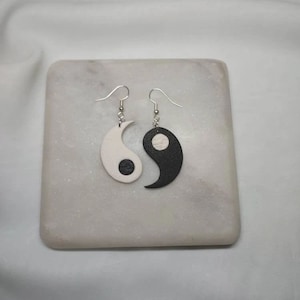 Ying Yang polymer clay handmade earrings
