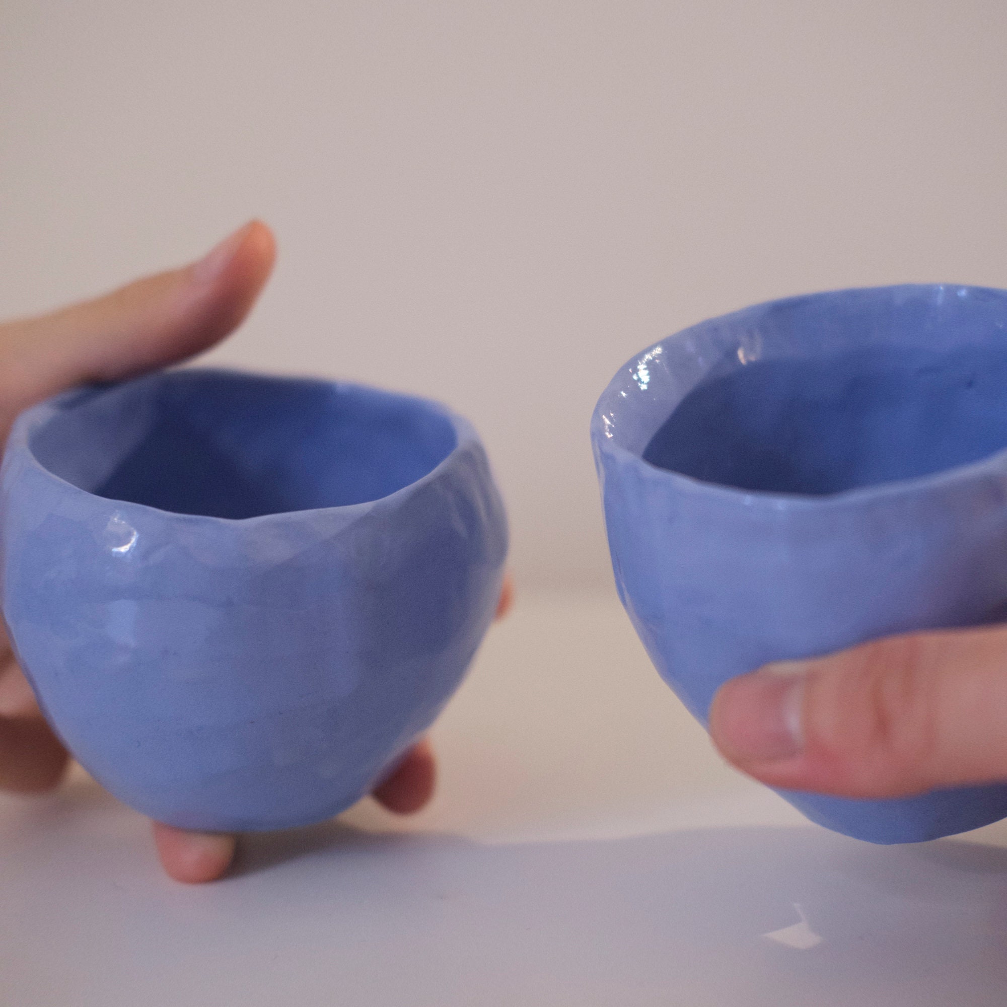 Duo de Tasses en Faïence Bleue