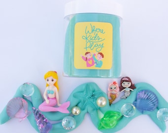 Mermaid Playdough Jar, Acrylic Sea Decor, Party Favor