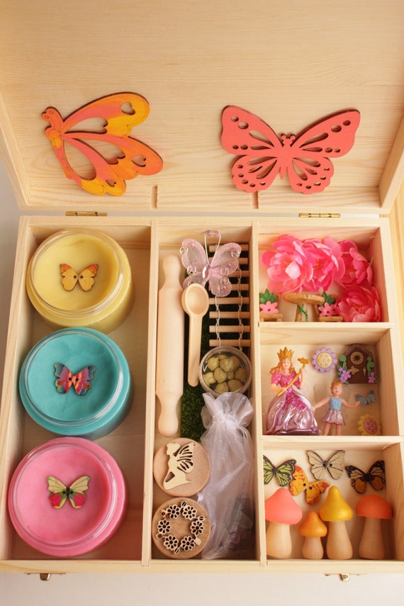 Fairy Play Dough Kit, Sensory Bin, Non-Toxic Play Dough, Sensory Kit, Kids gift, Open Ended Toy, Montessori Toy, Fairy Sensory Bin, Play