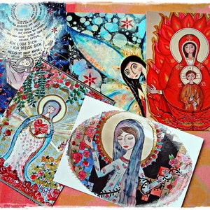Postales de arte 10 piezas mezcladas por TheHolyMaryHermitage, motivos espirituales, alabanza a María, Madre de Dios, alabanza a Dios, alabanza y adoración