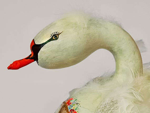 Painted Calabash, Bottle Gourd as Swan Mother With Three Small