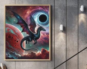 Dragon Magical Universe Fantasy Digital Art Printout Background Scrapbook Dreamland Wall Art