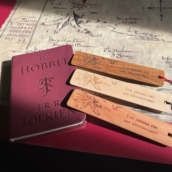 I'm going on an adventure. Laser engraved wooden bookmark, J.R.R.Tolkien inspired Bilbo Baggins adventure quote. Scottish hand made, gifts