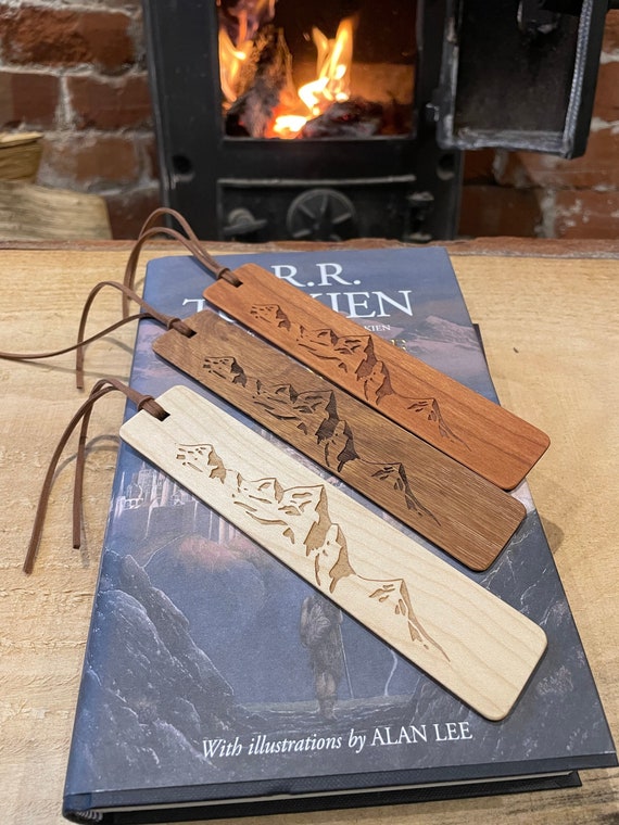 Laser Engraved Wooden Bookmark: Scottish Mountain Range, Adventure Gift