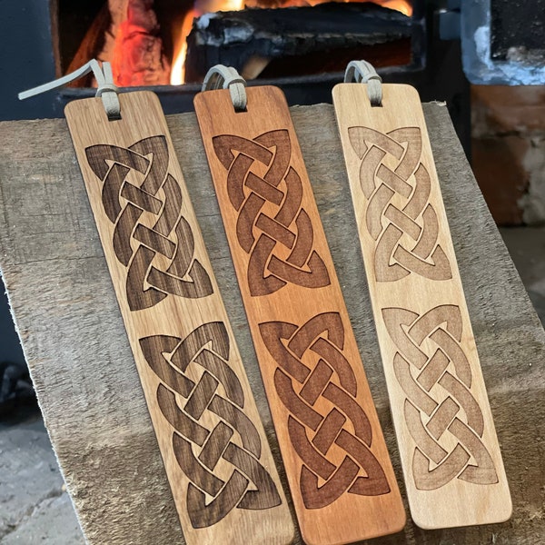 Double Celtic Knot bookmark.  The perfect gifts for anyone with Celtic and Scottish connections.  Hand made in Scotland. Wooden bookmarks