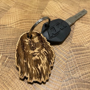 Chewbacca Keyring: Laser Engraved Scottish Oak Star Wars Gift