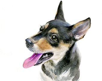 Personalized pet portrait watercolor painting custom pet portrait pet loss gift dog memorial gift dog art original handmade collection.