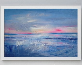 Original oil colour painting Abstract Sea original handmade modern art gift