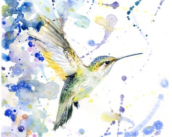 Original watercolor painting Hummingbird painting cristmas gift bird art watercolor art original handmade collection.