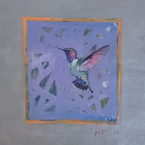 Hummingbird painting original oil colour painting original handmade collection.