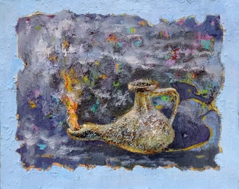 Aladdin's genie lamp Original art  collection  oil colour painting original handmade dragonart