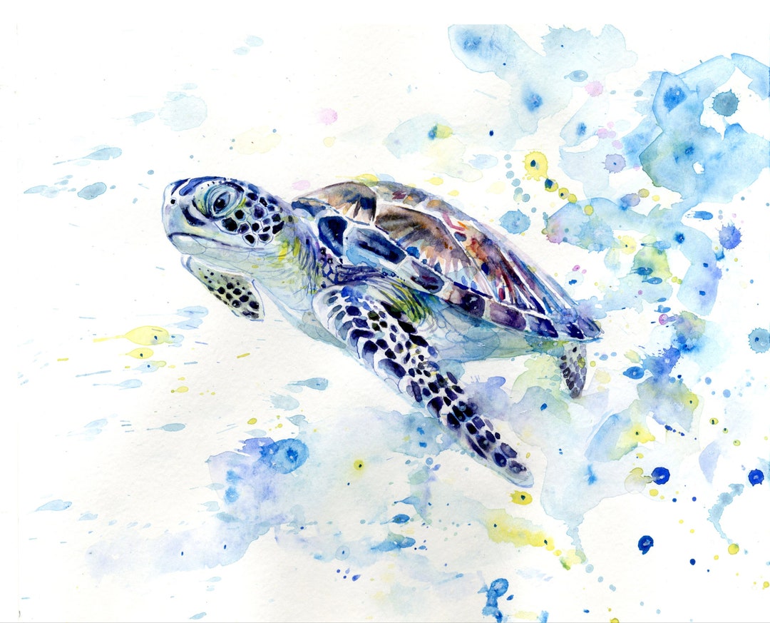 Original Sea Turtle Watercolor Painting Sea Animals Turtle Etsy