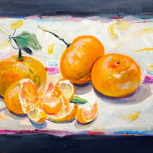 Tangerine fruits original oil colour painting orange fruits topics tangerine fruits gift painting art collection
