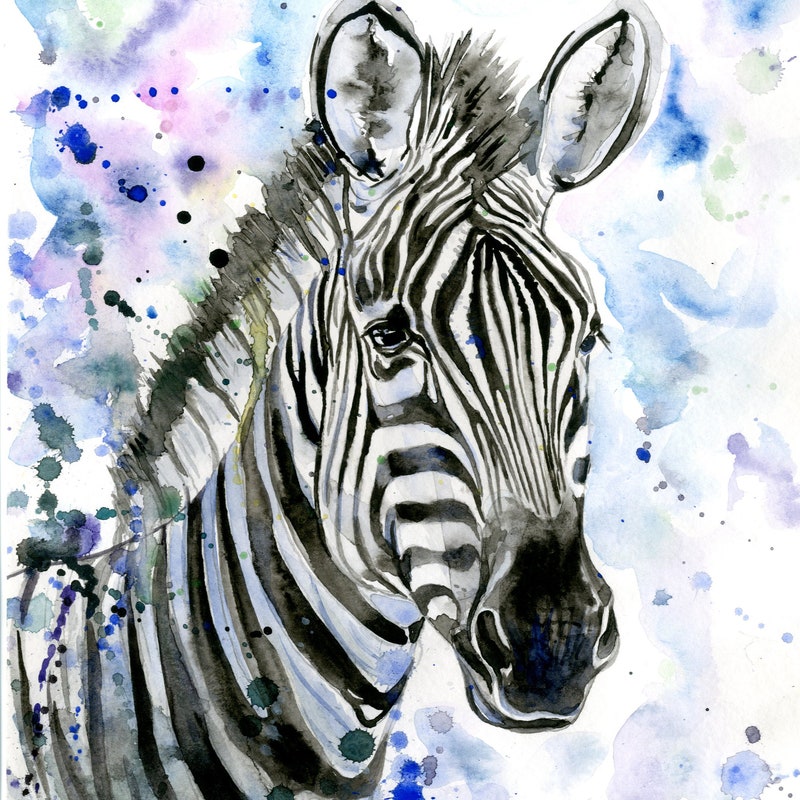 Zebra Watercolor Etsy