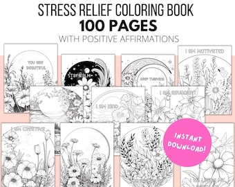 Páginas para colorear para adultos / Afirmaciones positivas para colorear imprimible / Cuidado personal para colorear / Libro para colorear imprimibles para adultos / Flor / Calma