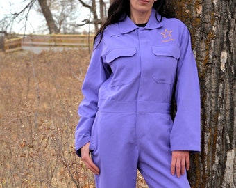 Women’s coveralls in purple by Shuggarbhabe. Also available in pink, see other listing.