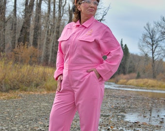 Women’s coveralls in pink by Shuggarbhabe. Also available in purple, see other listing.