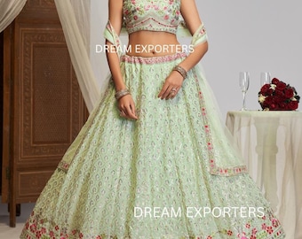 Pastel Green Lehenga Choli For Women Indian Wedding Party Wear Chaniya Choli Mahendi Wear Ghagra Choli Bridesmaids Ready Made Lahanga Choli