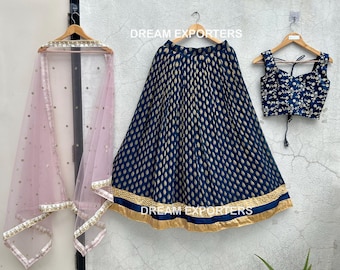 Stunning Blue Lehenga Choli For Women Wedding Party Wear Chaniya Choli Sangeet Wear Ready Made Ghagra Choli Outfit Reception Wear Lahengas