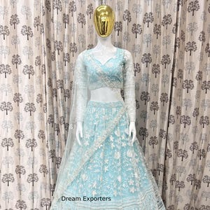 Sky Blue Lehenga Choli For Women Reception Readymade Lehenga Choli Floral Embroidery Sangeet Wear Lengha Wedding Party Wear Ghagra Choli Set
