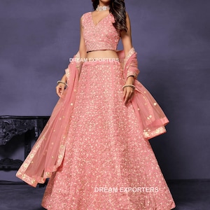 Beautiful Pink Lehenga Choli For Women Wedding Party Wear Lehngha Choli Designer Bridesmaids Lehngas Reception,Sangeet Wear Ghaghra Choli