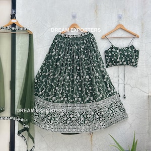 Classic Green Lehenga Choli For Women Indian Traditional Wear Festive Wear Ghagra Choli Wedding Party Wear Designer Chaniya Choli For Her
