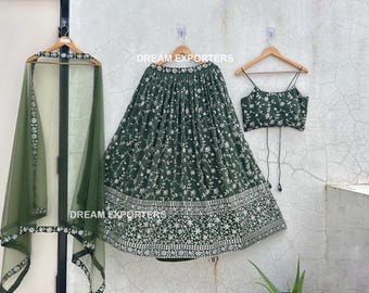 Classic Green Lehenga Choli For Women Indian Traditional Wear Festive Wear Ghagra Choli Wedding Party Wear Designer Chaniya Choli For Her