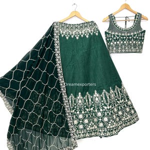 Stylist Green Lehenga Choli For Women Indian Ethnic Wear Ready To Wear Chaniya Choli Set Party Wear Mehndi Wear Reception Wear Outfits