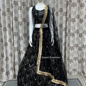 Beautiful Black Lehenga Choli For Women Soft Net Lahengas Choli Bridesmaids Ready To Wear Ghagra Choli Bollywood Style Lhenga Choli Outfits