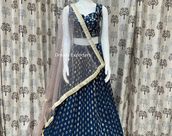 Beautiful Blue Lehenga Choli For Women Sangeet Wear Ready Made Ghagra Choli Outfit Reception Wear Lahengas Wedding Party Wear Chaniya Choli