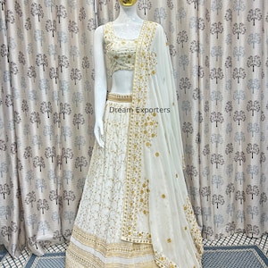 Amazing White Lehenga Choli For Women Indian Wedding Party Wear Ghagra Choli Bollywood Style Lahenga Choli Set Reception,Sangeet Wear Outfit