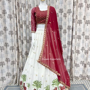 Attractive White Lehenga Choli For Women Indian Wedding Party Wear Lahenga Choli Bridesmaids Ready To Wear Ghagra Choli Traditional Wear