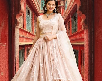 Light Pink Lehenga Choli For Wedding: Party Wear Wedding Wear Latest Indian Outfit