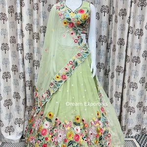 Attractive Pista Green Lehenga Choli For Women Bollywood Style Lahenga Choli Engagement Ready To Wear Ghagra Choli Reception,Mehndi Wear