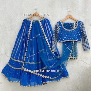 Ruffle Style Lehenga Choli Set For Wedding: Women Traditional Blue Garment Stylist Readymade Lehenga Choli