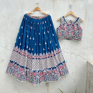 Teal Blue Lehenga Choli For Women Indian Party Wear Designer Lehanga Choli Traditional Festive Wear Chaniya Choli Bridesmaids Wear For Girls